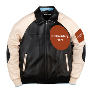 Mens PU Leather Bomber Jacket Turn down Collar Zipper Closure Front Regular Fit Autumn Style - Product Image 1