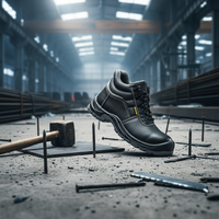 Chaussures de sécurité mi-montantes robustes pour hommes en cuir véritable, bottes de travail avec embout en acier, anti-perforation et antidérapantes pour la construction et l'exploitation minière