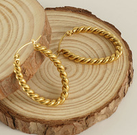 Boucles d'oreilles ovales en acier inoxydable à motif spirale rétro vintage, accessoires simples de haute qualité
