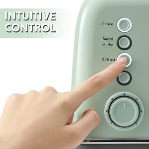 Tostadora 2 rebanadas de acero inoxidable Vintage con 7 niveles de dorado/función de calentamiento y descongelación/cajón de migas extraíble - Product Image 2