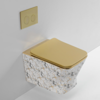 WC mural de luxe en céramique couleur or, cuvette à chasse directe, sanitaires suspendus au mur