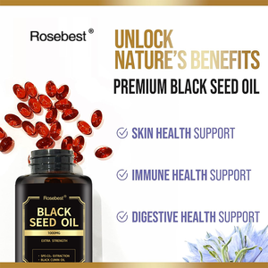 Rosebest, Fabricante Chino, Venta al por Mayor, Cápsulas de Aceite de Semilla de Comino Negro 1000mg, Halal, Vegano, Premium, <span class=keywords><strong>Natural</strong></span>, Suplemento - Product Image 4