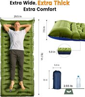 Matelas de couchage auto-gonflant en TPU de 5,9 pouces d'épaisseur avec oreiller intégré et pompe à pied, étanche et pliable pour le camping et la randonnée (Vert)