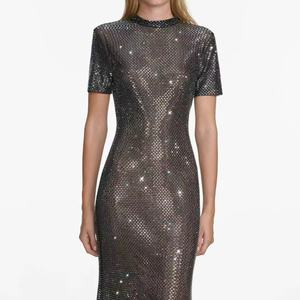 女式黑色重饰连衣裙 |   水钻和水晶晚礼服，适合晚会、舞会和婚礼 - Product Image 2