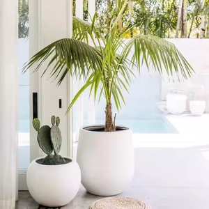 Macetas Esféricas Grandes de Fibra de Vidrio Ecológicas y Modernas para Jardín, con Orificios de Drenaje, Ligeras, Duraderas, Pintadas, para Interiores y Exteriores - Product Image 6