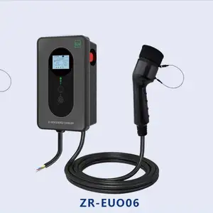 ZR-EUO06 AC Type2 Five levels current adjustable charger wallbox 32A 7KW swipe card start car charging pile ev charger