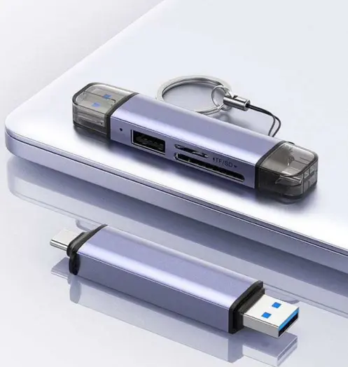 공장 선물 맞춤형 마이크로 SD TF 카드 리더 듀얼 포트 USB 3.0 USB C 어댑터 OTG 맥북 PC 전화