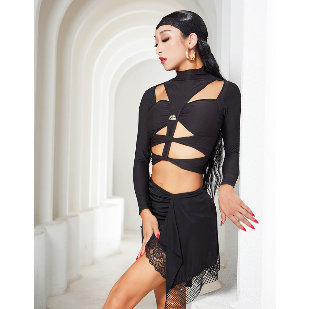 D O N G X I N Women's Latin Dance Skirt Rhinestone Tassel Skirt - Main Image