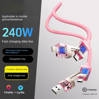 Vier-in-Eins 240W Schnellladekabel mit Geflechtschirmung und Zinklegierungs-Anschlüssen für iPhone 15 Pro Max Typ-C
