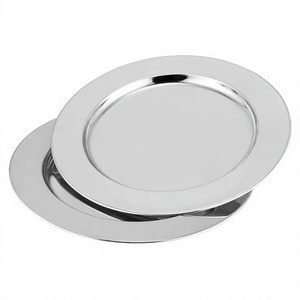 Plato de Presentación Redondo de Metal Pulido, Diseño Minimalista Sólido, Apto para Lavavajillas - Product Image 1