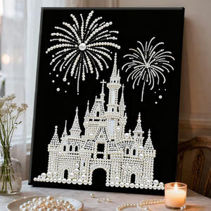 डिय मोती पेंटिंग आतिशबाजी महल हस्तनिर्मित मोती सामग्री ठोस लकड़ी कैनवास आयताकार बैग भगवान धन स्व-चिपकने वाला लिविंग रूम - Product Image 6