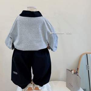 Handsome Kids' Two-Piece Casual Set Autumn Sweatshirt Suit <strong>New</strong> <strong>Baby</strong> Boys' Letter Lapel Children's Cool Two-<strong>Year</strong>-Old <strong>Outfit</strong> - Product Image 3