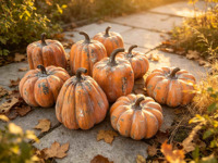 Ensemble de décorations rustiques en résine en forme de citrouille pour l'automne, Halloween, Thanksgiving, ornement de table vintage, citrouille artificielle, décoration d'intérieur