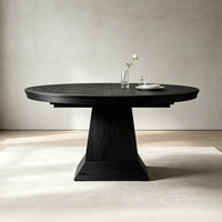 Ensemble de table et chaises rondes en bois extensible moderne pour restaurant, table à manger extensible en chêne noir pour 8 à 10 personnes