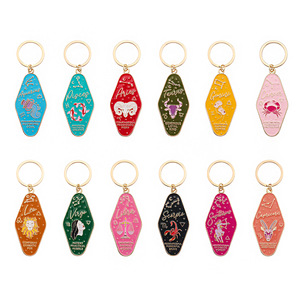 Porte-clés Motel Hôtel Signes du Zodiaque Horoscope Douze Constellations Breloques Astrologiques Signes du Zodiaque Porte-clés en Métal Émaillé 3D Anneau de Clés - Product Image 2