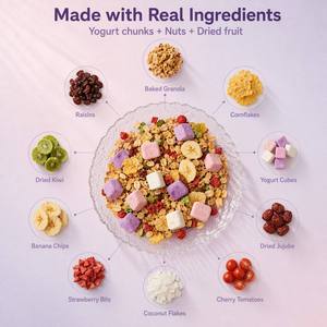 <span class=keywords><strong>Cereales</strong></span> Instantáneos Crujientes de Avena <span class=keywords><strong>con</strong></span> Frutas y Yogur para el Desayuno, <span class=keywords><strong>con</strong></span> Frutas Secas y Trozos de Yogur, Venta al por Mayor Directa de Fábrica, Proveedor OEM - Product Image 4
