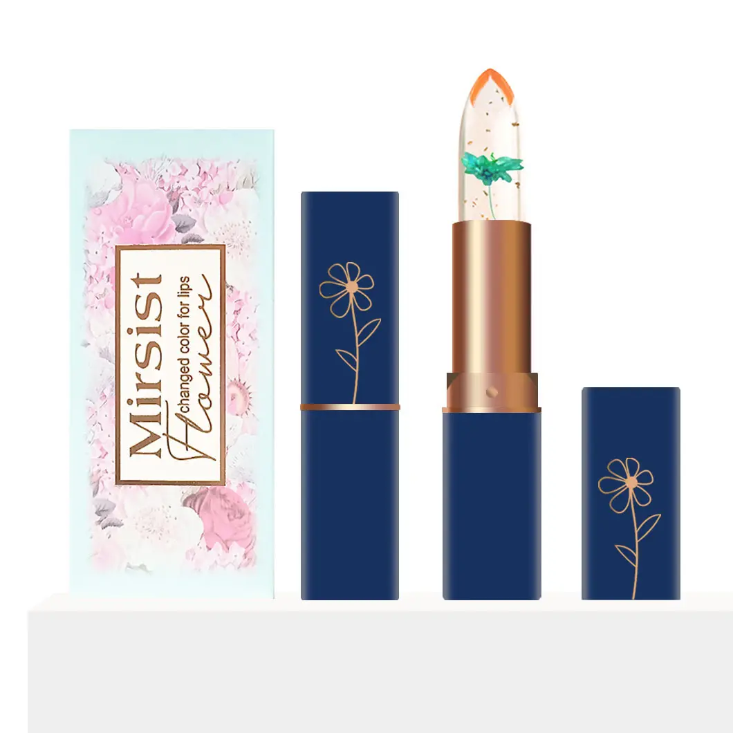 EMAYMEI 6 colors lipstick with Flower transparent color jelly changing lip stick long lasting flowers lipsticks