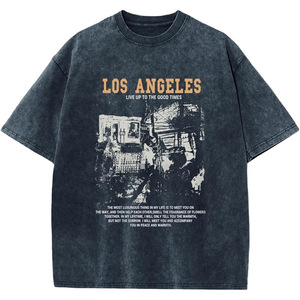 T-shirt imprimé <span class=keywords><strong>Los</strong></span> <span class=keywords><strong>Angeles</strong></span> surdimensionné pour homme, décontracté, manches courtes, jersey de coton, col rond, tee-shirt graphique - Product Image 4