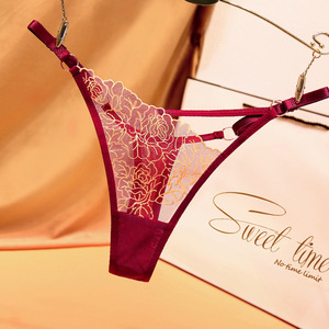 Mutandine Sexy Economiche da Donna in Poliammide con Ricamo in Pizzo, Perizoma con Logo in Vita, Traspiranti, Ecologiche, Floreali e Trasparenti - Product Image 2