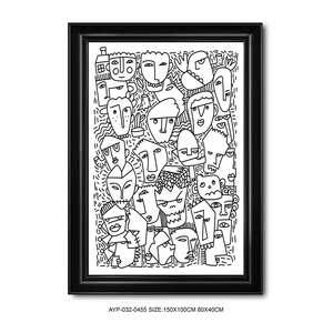 Tableau mural sur toile abstrait <span class=keywords><strong>noir</strong></span> <span class=keywords><strong>et</strong></span> <span class=keywords><strong>blanc</strong></span> avec <span class=keywords><strong>visage</strong></span> graffiti, art linéaire minimaliste, décoration moderne pour salle à manger <span class=keywords><strong>et</strong></span> maison - Product Image 2