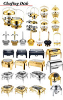 Ensemble Buffet de Luxe Professionnel en Acier Inoxydable Doré pour Hôtellerie, Chauffe-Plat Buffet, Fabricants de Réchauds