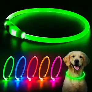 LED Luminous Glowing USB Rechargeable Lighted Up Safety Necklace Dogs Collar