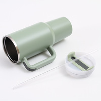 Meilleure Vente 2025 – Gobelet de Voyage Isotherme en Acier Inoxydable 40OZ avec Poignée en Silicone et Paille pour le Camping – Écologique