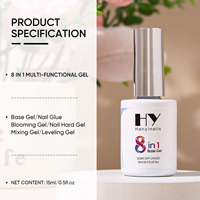 Hanyinails Résine naturelle 8 en 1 Gel multifonction LOGO personnalisé Respectueux de l'environnement 15 ml Gel pour ongles Vernis à ongles