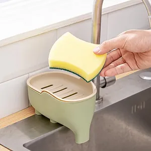 Boîte à Savon NOUVELLE Double Couche Moderne en Plastique Écologique Créative Mignonne en Forme d'Éléphant Étanche avec Égouttoir Accessoires de Cuisine et Salle de Bain - Product Image 4
