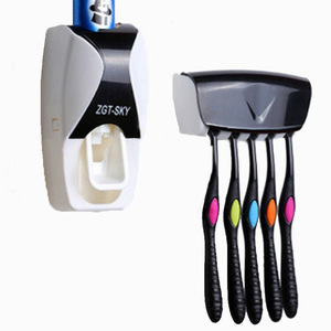 Distributeur de dentifrice ZGT-SKY avec support pour brosses à dents, fixation murale, design moderne en plastique, facile à nettoyer, ensemble de salle de bain - Product Image 1