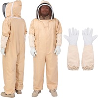 Nouvelle combinaison de protection intégrale ventilée en polyester marron Pomelo pour apiculture, avec gants et voile, équipement d'élevage, garantie 1 an