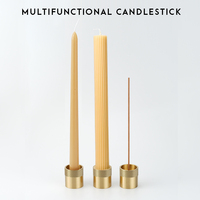 CHENLANG Porte-bougie colonne en laiton massif, finition brossée, robuste, écologique, résistant à la chaleur, durable, pour la maison, Noël, Pâques
