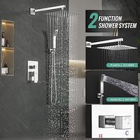 Ensemble de Robinet de Douche Encastré Mural 3 Fonctions et de Mitigeur Bain Douche Doré Européen en Laiton pour Eau Chaude et Froide avec Poignée