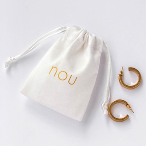 PandaSew 8*10 cm White Personalized logo Print <b>Drawstring</b> <b>Pouches</b> Custom Jewelry Packaging Bag - Product Image 1