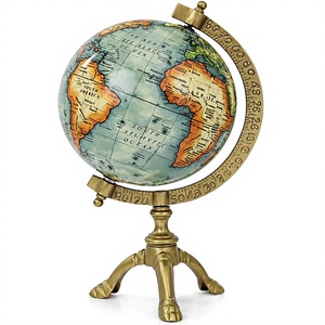 Globe terrestre en laiton avec carte antique, support trépied décoratif, décoration nautique pour bibliothèque, bureau, cadeau de voyage - Product Image 1