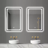 BTO personnalisé hôtel bain intelligent tactile interrupteur salle de bain LED miroir lumières verre argent rétro-éclairé miroir sans cadre