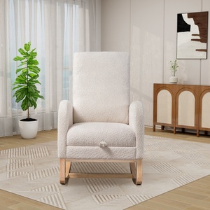 Sillón Individual de Terciopelo Blanco con Reposapiés, Sofá Reclinable Acolchado para Sala de Estar o Apartamento, de una Sola Pieza - Product Image 2