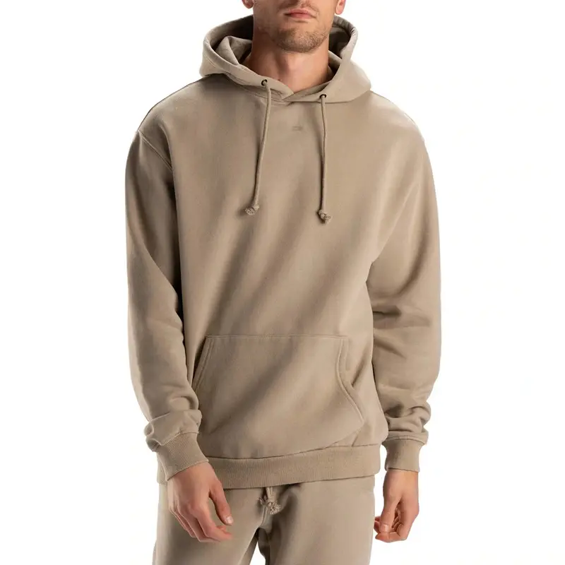 New Arrival Wholesale Men Oversized Fit High Quality Outfit Clothes Brown Fleece Hoodies