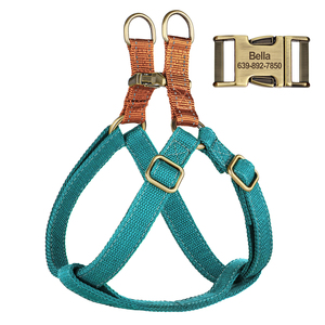 Pettorina per Cani Stile Vintage Senza Strappi, Colore Personalizzabile, Nylon Simil-Cotone, Fibbia in Lega Incisa, Regolabile per Cani Piccoli e Medi - Product Image 4