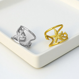 Summer Unique Niche Design Double Layered Starfish <b>Ring</b> Vintage Style Exquisite Unisex's Stainless Steel <b>Rings</b> Fashion Jewelry - Product Image 4