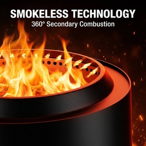 Wholesale 19 Inch Smokeless <b>Fire</b> <b>Pit</b> Outdoor <b>Wood</b> <b>Burning</b> Metal Steel Low Smoke Bonfire <b>Pit</b> with Removable Ash Pan & Cover - Product Image 2