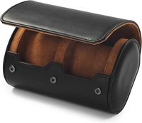Boîte à montres de luxe de haute qualité à 2 emplacements, en cuir noir et marron avec doublure en daim, étui de rangement pour montres, sac de transport, emballage – Vente chaude