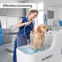 Baignoire Spa pour Animaux ALFAPET R-04 avec Massage à Bulles, Ozone, LED, en Acrylique, pour Toilettage des Races Géantes