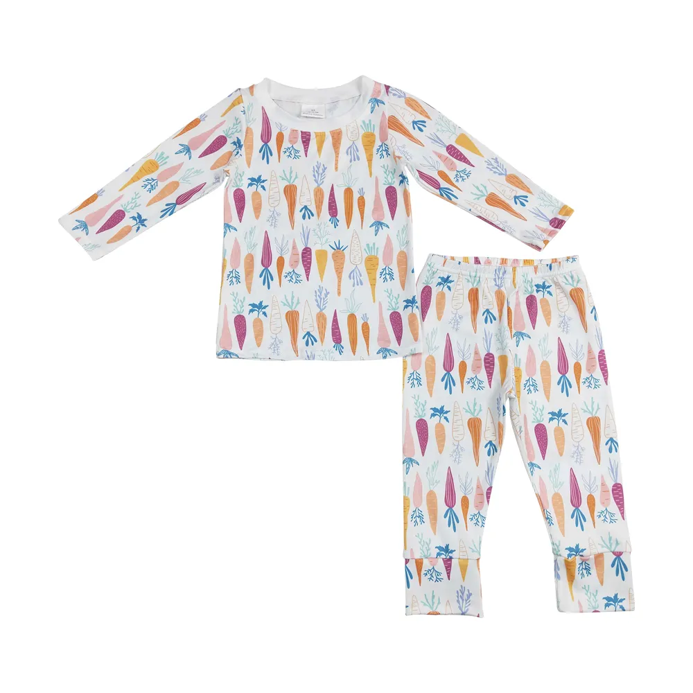 Yiwu Garments Factory Wholesale Baby Boy Night Wear Sleeping Boutique Bamboo Clothing Set Eater Carrot Pajama Set