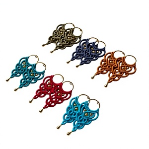 Handmade Vintage Gold Plated Macrame Butterfly Chandelier <b>Earrings</b> Assorted Colors Wholesale - Product Image 1