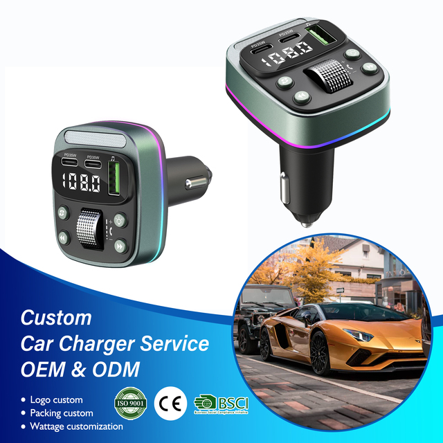 Portable Car Kit PD 35W Fast Charge Dual USB Hands-Free Phone Charger BT5.3 MP3 Player FM Transmitter 10m Range Cigarette U Disk