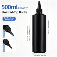 Bouteille compte-gouttes cylindrique noire vide de 200 ml, 400 ml, 500 ml avec bouchon disque pour shampoing, lotion, crème visage et crème contour des yeux – Vente en gros, personnalisable et mignonne