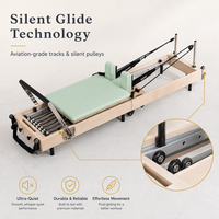 Reformer Pilates Portable et Pliable en Bois d'Érable Premium, Réglable, Écologique, Qualité Commerciale, Lit Silencieux pour Studios de Boutique
