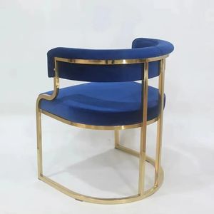 Factory Wholesale Custom Restaurant Cafe Metal Frame Dine <b>Armchair</b> Velvet Fabric Dining Chairs - Product Image 5