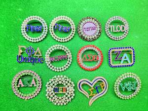 Kunden spezifisches Logo Brosche Schwestern schaft Brüderlichkeit Perle Strass Geschenk Perle Strass Legierung Griechische Buchstaben Rosa Grün SGRHO ZA OES - Product Image 2